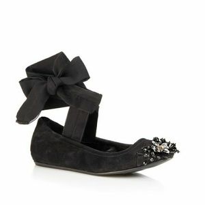 Lanvin Embroidered ballerina ballet flat with bow